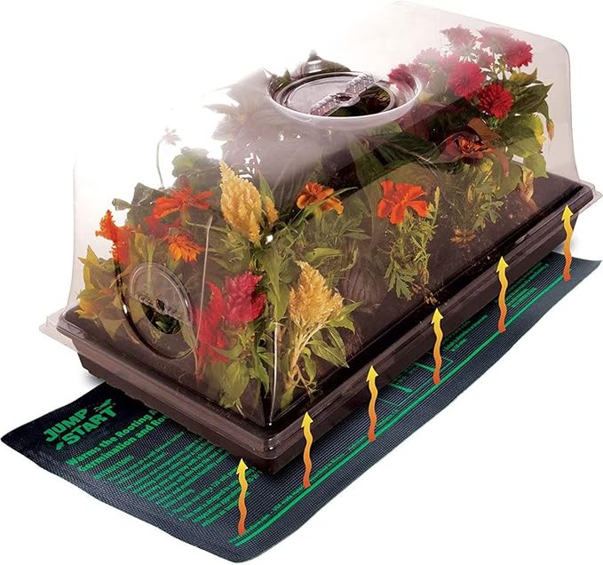 Jump Start CK64060 120V 17W Germination Hot House with Heat Mat Watertight Tray Cell Insert and 7 Humidity Dome