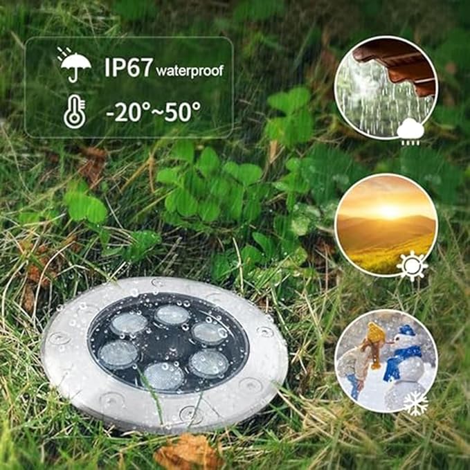 Outdoor Buried Lights - Ground LED Landscape Lamp IP67 Waterproof Recessed LED Spotlight AC85-265V Floor Lamp Round Stainless Steel Garden Lawn Light For Patio Path(Warm White Light15W)