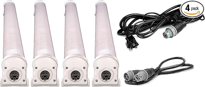 Faven R8 Under-Canopy LED Grow Light Bar 120 Volt 4-Pack 120 Watt 46-Inch with Power Cord &amp Extension Cord for Indoor &amp Hydroponic Growing