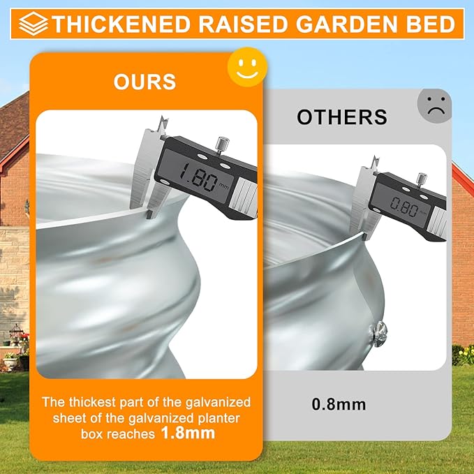 Tiskgg 4 in 1 Adjustable Galvanized Raised Garden Bed Kit 6×3×1FT Anti-Rust Raised Garden Beds Outdoor with 12 Tags &amp Gloves Galvanized Metal Raised Planter Box Outdoor for Vegetables Flowers He
