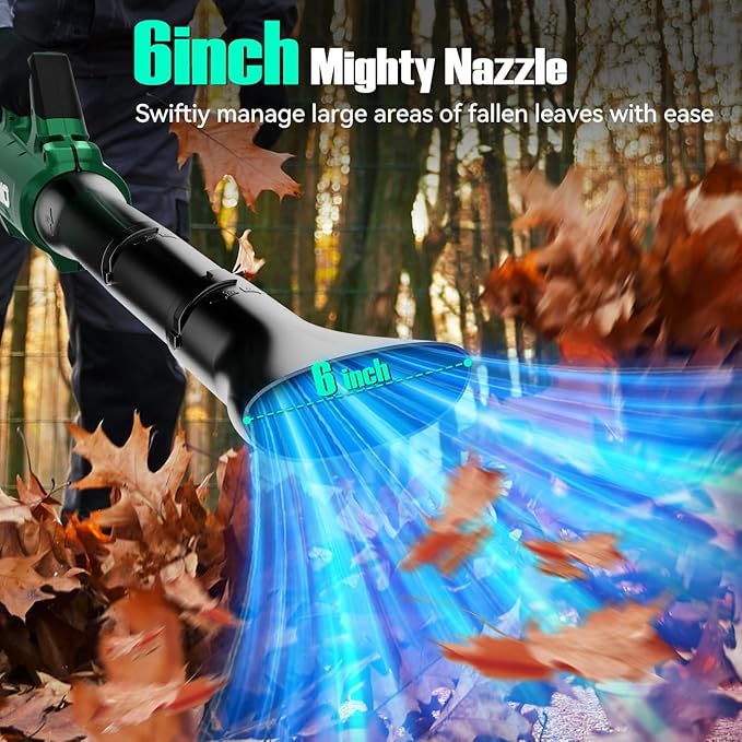 KIMO Cordless Leaf Blower with Battery and Charger 750CFM 220MPH 4 Speeds w/Turbo Mode Brushless Motor 3 Extended Tube 2x4.0Ah Battery Powered Leaf Blowers for Lawn Care Patio Cleaning Wet Leaves