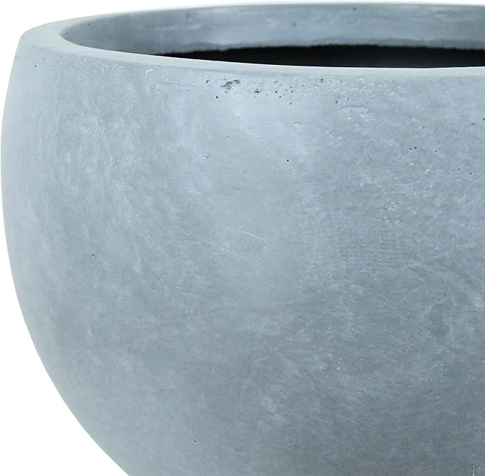 Kante 19.9 Dia Lightweight Concrete Outdoor Round Bowl Planter Outdoor/Indoor Large Planters Pots with Drainage Hole for Garden Patio Balcony Deck Living Room Slate Gray