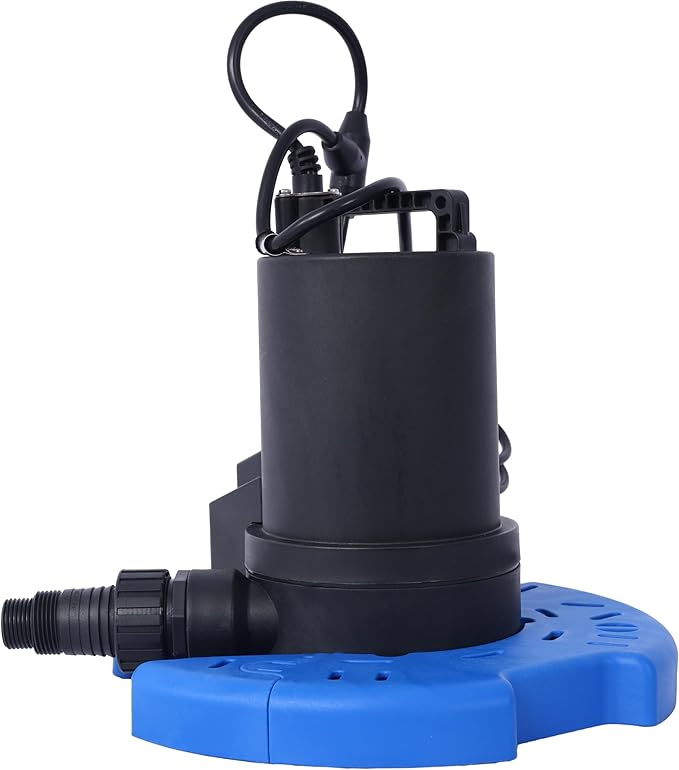 1/4 HP Automatic Swimming Pool Cover Pump 120 V Submersible with 3/4 Check Valve Adapter1850 GPH Water Removal for Pool Hot Tubs Rooftops Water Beds and more