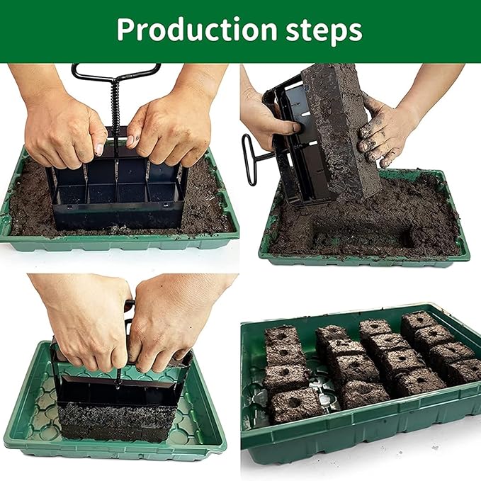 4 Cell Upgraded Soil Block Maker With Comfortable Handle Handheld Soil Blocking Tool For Seed Starting Gardening Soil Blocking Tool