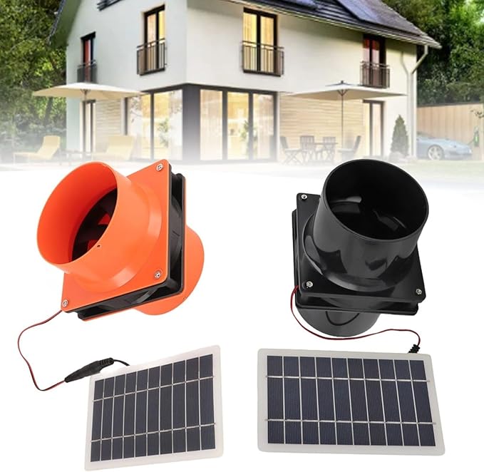 10W 12V Solar Exhaust Fan Kit With Round Duct And ABS Housing Solar Panel Powered Ventilation For RV Attic Greenhouse Boat(orange)