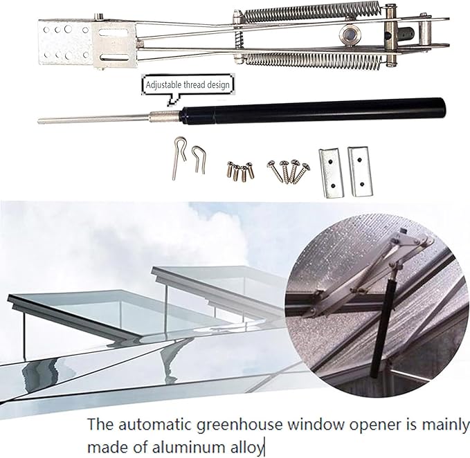 Automatic Greenhouse Ventilation Solar Thermal Roof Ventilation Automatic Window Opener Greenhouse Roof Ventilation and Cold Frame Greenhouse Automatic Temperature Control Support Accessories(1Set)
