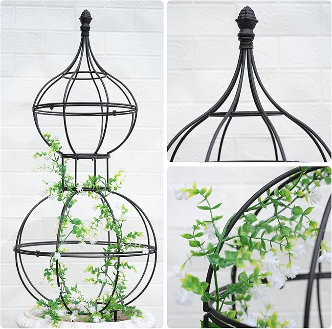 47x17 Metal Obelisk Trellis for Climbing Plants | Unique Outdoor Support for Rose Bushes and Tall Vines | Durable &amp Weather-Resistant Garden Decor