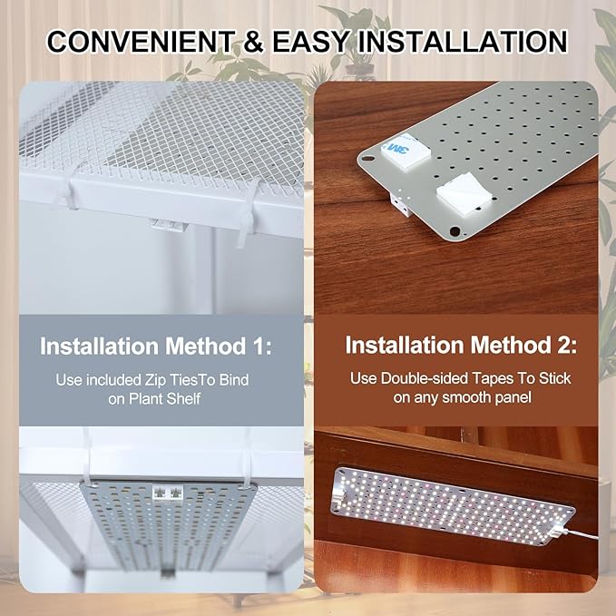 4Pack Flat Panel Grow Lights for Indoor Plants Seed Starting Vegetables with 4/8/12 Hr Timer 40W Full Spectrum LED Plant Growing Lamps for Cabinet/Shelves/Greenhouse Plug-and-Play Connect Freely