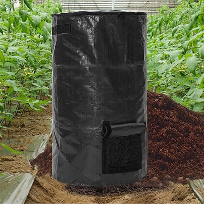 Compost Bin Reusable Yard Waste Bags Outdoor Compost Bin Bags for Garden Yard 34 Gallon (Black 1pcs)