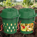 2-Pack InGround Compost Bin for Garden Beds 8L Worm Composter Farm for Faster Composting Worm Composter Kit with Aeration Animal-Proof Lid for Beginners (9.5x9.5x10.8Inch) (2 Green)