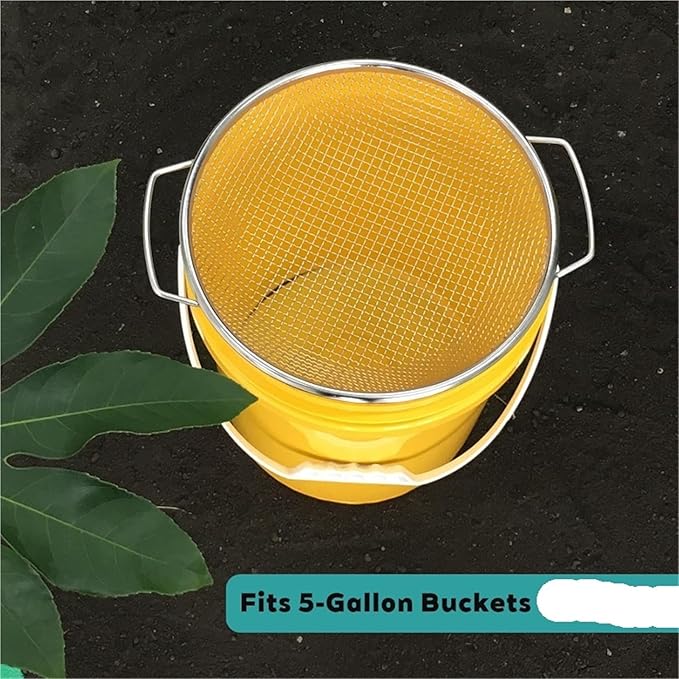Stainless Steel Soil Sieve Stainless Steel Soil Sifter for 5 Gallon Bucket 1/4 Inch Mesh Garden Screen with Heavy Duty Handles for Sand Compost