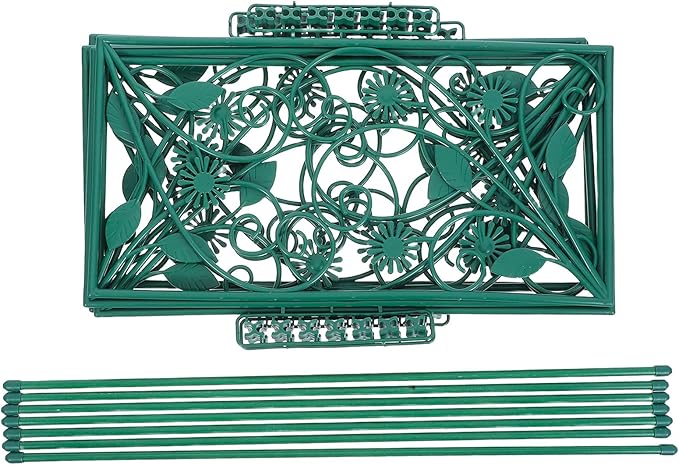 TOYANDONA Climbing Plants Trellis Garden Plant Support Rack 114cm X 45cm Vertical Screen with 7 Rods 6 Panels Outdoor Patio Vine Frame for Flowers and Vegetables