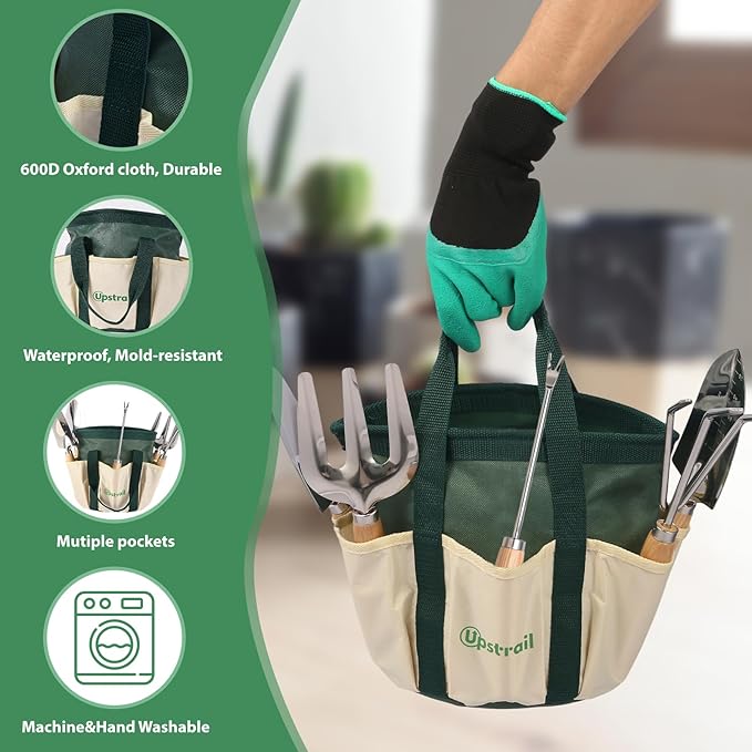 Gardening Hand Tools with Durable Garden Tools Bag and Rust-Proof Stainless Steel Garden Tools Set7pcs Gardening Gifts for Women and Gardeners