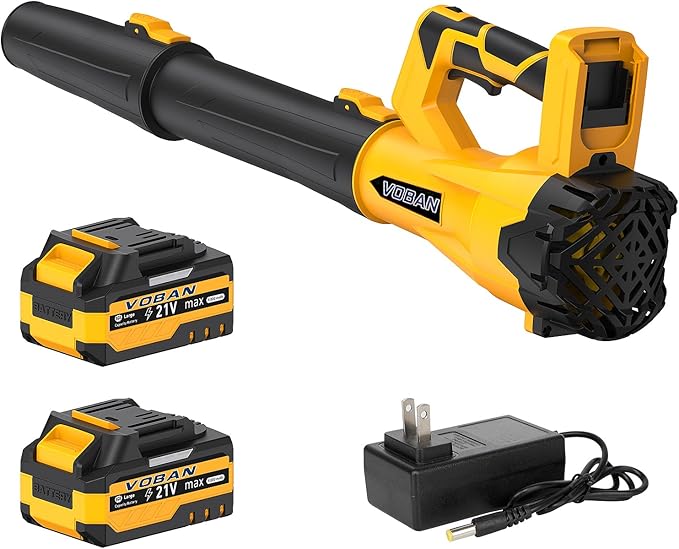 Cordless Leaf Blower 21 V Electric Blower with 2 Rechargeable 4.0 Ah Batteries and Fast Charger 160 MPH/ 580 CFM 6 Variable Speed Modes Lightweight &amp Handheld Leaf Cleaner Suitable for Lawn Care