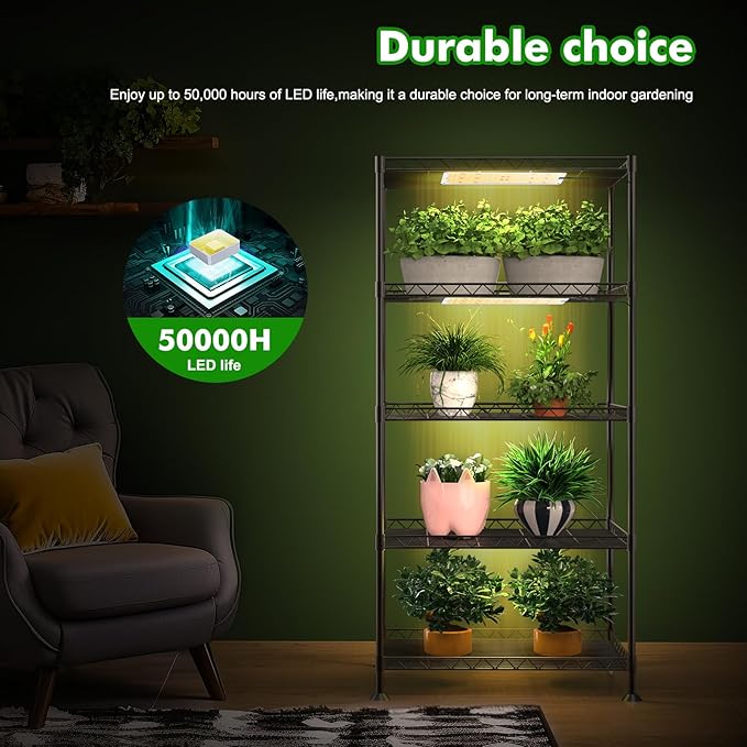 LED Grow Light Panel High Efficiency 616LEDs Under Cabinet Plant Growing Lamp Strip for Seedlings Veg Flowers 46W (4 x 11.5W) 3/9/12H Timer Ultra-Thin Full Spectrum LED Grow Lights