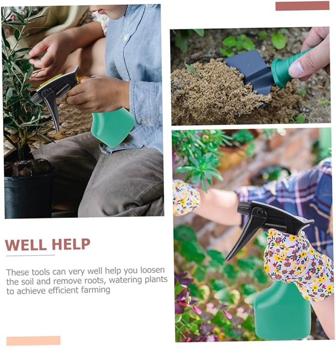 Garden Tool Set with Stainless Steel Planting Shovels and Rake Portable 5pcs Gardening Supplies with Carrying Case for Outdoor Planting and Lawn Care
