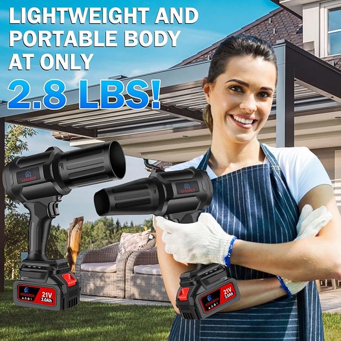 Electric Cordless Leaf Blower with 2 X 3.0Ah Batteries and Charger Included 300000RPM Handheld Leaf Blower Violent Leafs Blower for Lawn Care Garage Patio Car