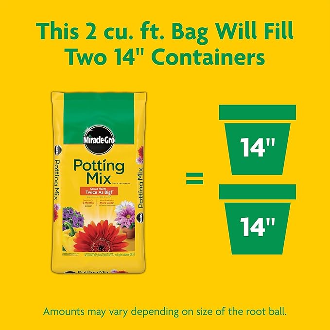 Miracle-Gro Potting Mix for Container Plants Flowers and Vegetables 2 cu. ft. &amp 24 Pack Indoor Plant Food Spikes Continuous Feeding for Houseplants