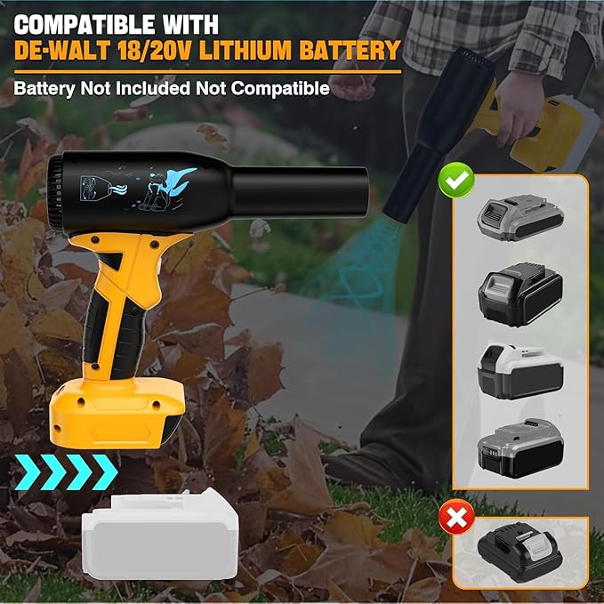 Cordless Leaf Blower for Dewalt 20V Max Battery (No Battery Included) – Jet Turbo Mini Blower 90000RPM Compressed Air Duster for Cleaning Keyboard/BBQ Drying &amp Household Use