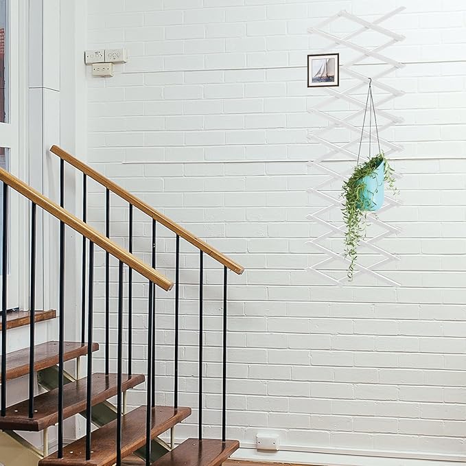 SUPVOX Wooden Retractable Plant Climbing Fence Wall Panel Expandable Decorative Garden Trellis for Indoor and Outdoor Yard White Corrosion-Resistant Solid Wood Wall-Mounted Vine