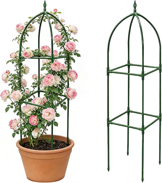 Garden TrellisAdjustable Height Metal Obelisk Frame | Climbing Trellisfor Balcony House Outside Wedding Vegetable Flower Fruit