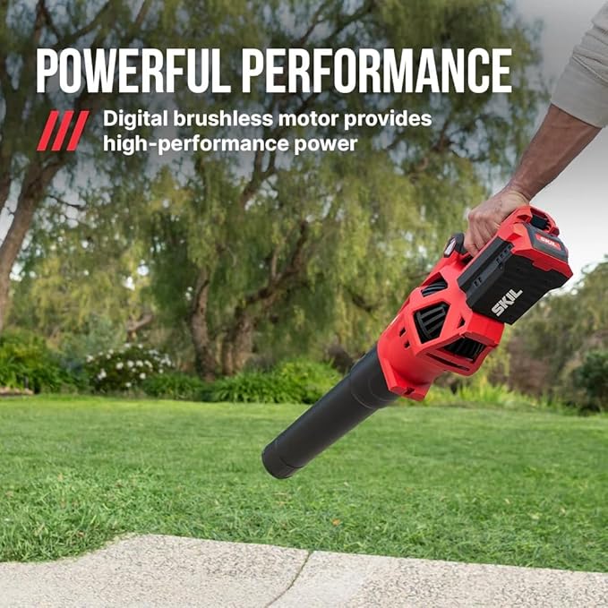 SKIL PWR CORE 40 Brushless 40V 530 CFM Cordless Leaf Blower Kit Variable Speed with Power Boost Includes 2.5Ah Battery and Auto PWR Jump Charger- BL4713C-11