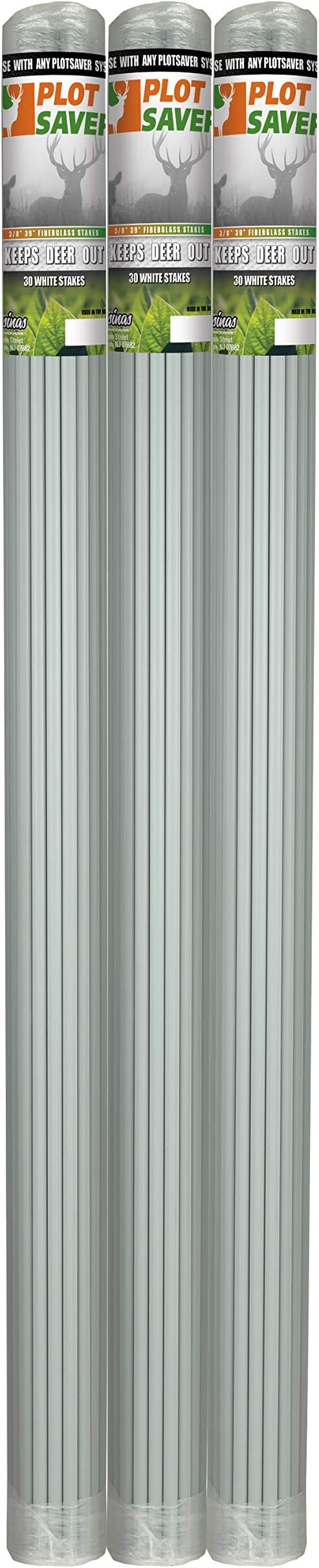 PLOTSAVER ST-W-039 39 x 3/8 Deer Repellent White Fiberglass Stakes (30 Pack)