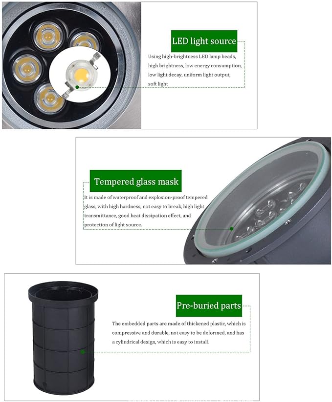 Adjustable Angle Underground Light LED Ground Light IP65 Waterproof AC85-110V Buried Lights for Outdoor Driveway Deck Step Garden Landscape Light