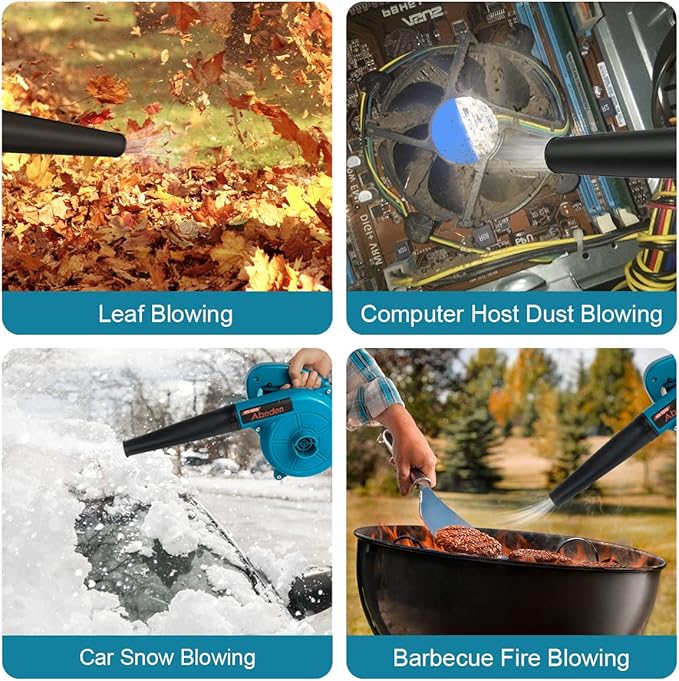 Corded Electric Leaf Blower2 in 1 Small Handheld Lightweight Sweeper/Vacuum110V 400W Portbale Blower for Leaf/Snow/Dust Blowing (Blue)