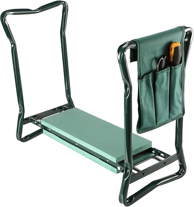 Moclever Garden Kneeler and Seat - Gardening Stool Bench Kneeling Pad with Handles - Foldable Stool for Ease of Storage - Thicken EVA Foam Pad Protect Knee with Tool Pouch for GardeningFishing