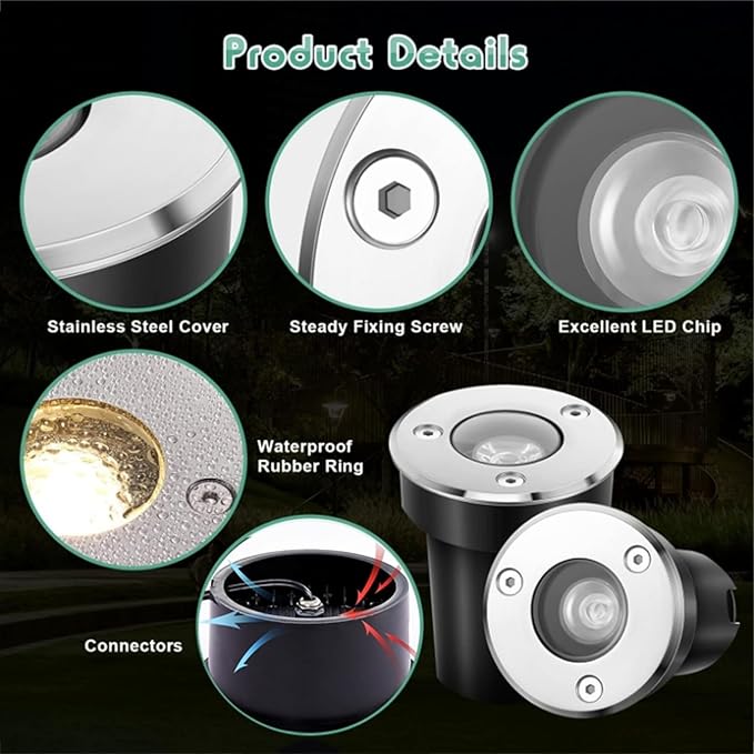 Round Outdoor Lawn Courtyard Underground Light - Ground Landscape Light Recessed Ground LED Spotlight IP66 Outdoor Waterproof Underground Light for Pathway YBlanc 9W