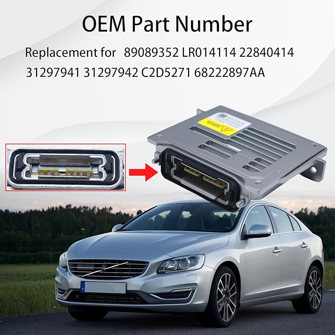 Xenon HID Headlight Ballast Compatible with Buick Enclave Chevy Corvette GMC Acadia Jaguar Jeep Grand Cherokee Land Rover Range Rover Volvo S60 Replacement for 89089352 68222897AA 22840414 LR014114