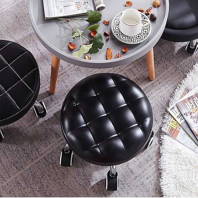 N/A Rolling Stool with Wheels Mini Rolling Scoot Stool with Cushion for Factory Library Laboratory Garage Gardening HomeB
