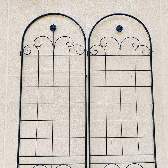 4 Pack Metal Garden Trellis for Climbing Plants Outdoor 86.7'' H x 19.7'' W Black Powder Coated Plant Support Grid for Vines (4 Pack)