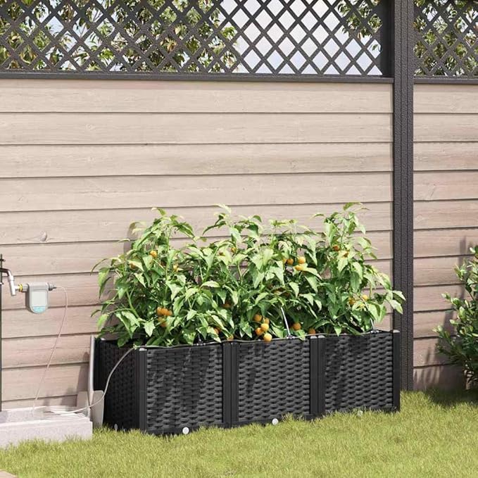 Garden Black Steel Raised Garden Bed 120 x 40 x 37.5 cm Outdoor Planter Box for Flowers Herbs Vegetables UV Resistant