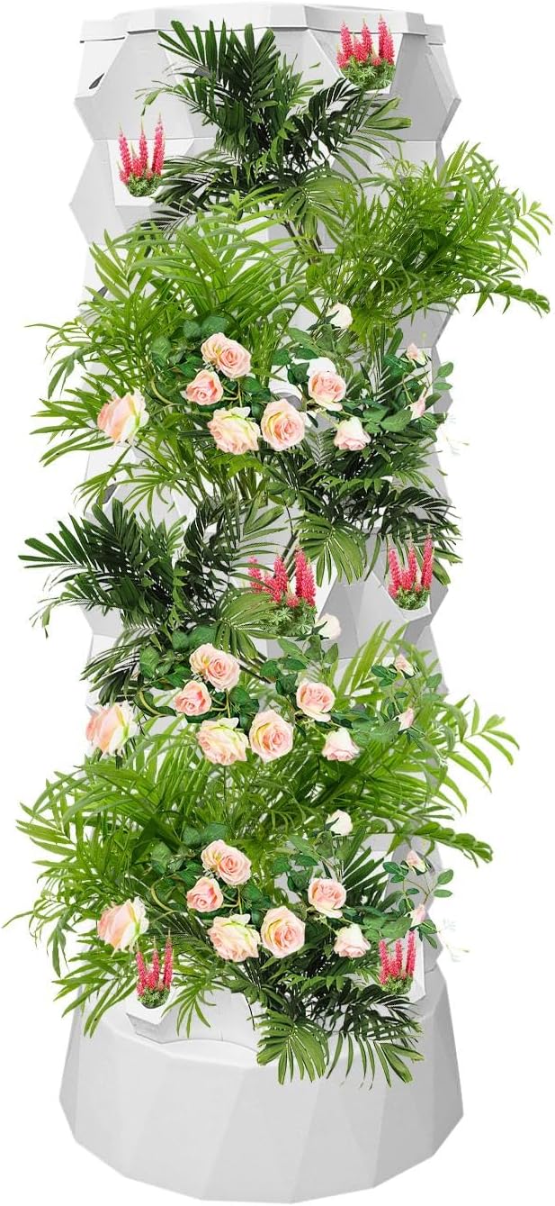 Hydroponics Growing Tower | 80 Slots Layered Hydroponics Plant Tower | Vertical Vegetable Planting Towers with Water Pump for Indoor Outdoor Use