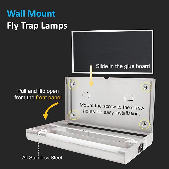 Awoco 11W LED Stainless Steel 100V-240V UV Light Fly Traps Indoor Sticky Electric Fly Trap for Capturing Flies Mosquitoes Moths and Flying Insert Silent Bug Light for Home Restaurant Garage