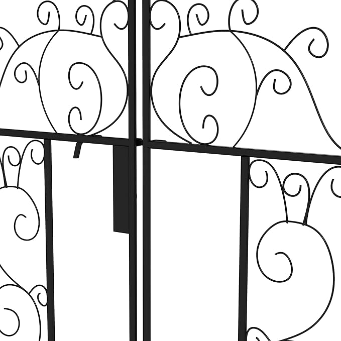 7.5' Metal Garden Arch with Gate Garden Arbor Trellis for Climbing Plants Roses Vines Wedding Arch for Outdoor Garden Lawn Backyard Black