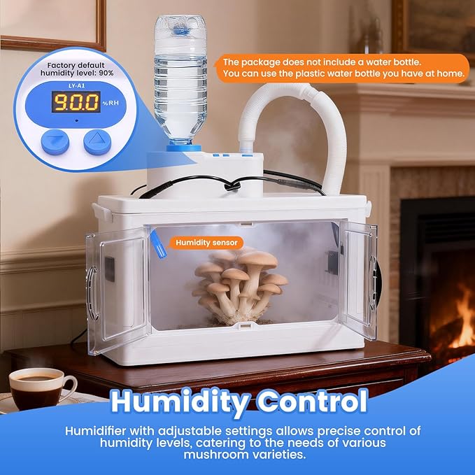 Indoor Mushroom Growing Kit Mushroom Cultivation Equipment Includes Humidity Control Air Circulation Fans and Mushroom Grow Box