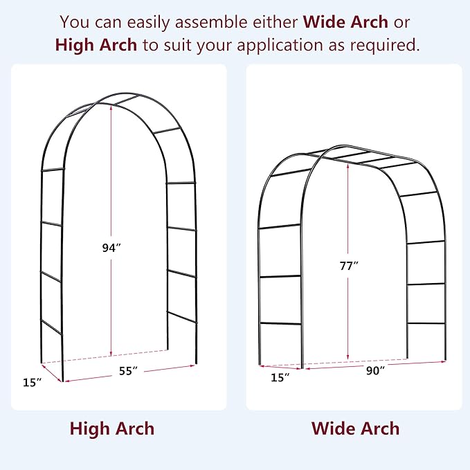 Metal Garden Arch Trellis Outdoor Adjustable Arbor Trellis for Garden Climbing Plants Support or Wedding Decor
