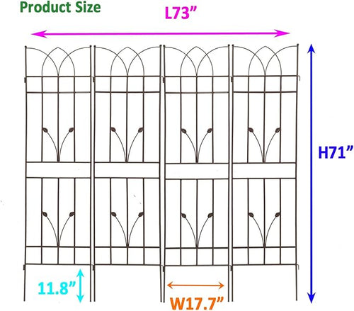 2 Pack Metal Garden Trellis 71 Fence Rustproof Garden Trellis for Climbing Plants Support Roses Flower Outdoor Lawn Brown 6FT