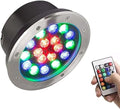 LED Underwater Fountain Light - RGB Landscape Lights with RF Remote Control Recessed Spotlight IP68 Waterproof Stainless Steel Garden Spotlight For Garden Pond Swimming Pool Terrace(Ac12v24W)