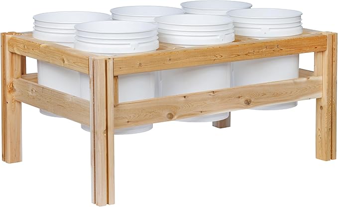 Greenes Fence Six Bucket Elevated Cedar Wood Garden Frame 43 in. x 28 in. x 20 in. - Made in USA with North American Cedar