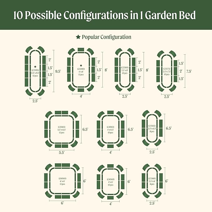 Vego garden Raised Garden Bed Kit 17 Tall 10 in 1 Jumbo Modular Raised Garden Beds Metal Planter Box for Vegetables Flowers Herbs British Green