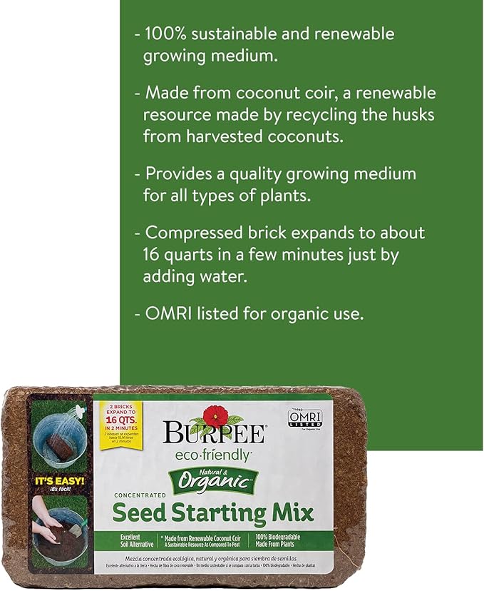 Burpee Organic Coconut Coir Seed Starting Mix 16 Quart &amp Jobe's Organics Vegetable &amp Tomato Fertilizer 4 lbs