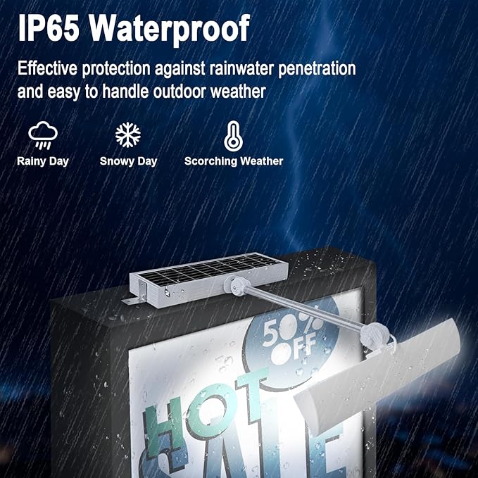 Commercial Solar Billboard Lights Sign Lights 8.5W Solar Panel 210pcs Super Bright LED 1300 Lumens Waterproof Easy Installation White