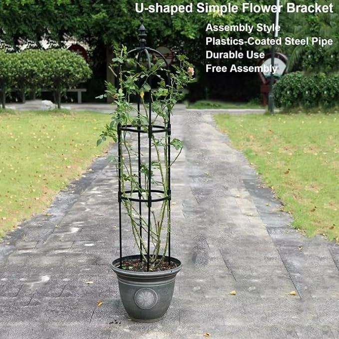 Garden Obelisk Trellis for Climbing Plants 2FT/3FT/4FT/5FT Rose Bush Round Trellis for Pots Rustproof Metal Plant Flower Trellises Thickened Tube Plant Tower Trellis for Clematis Vine Support Outdoor