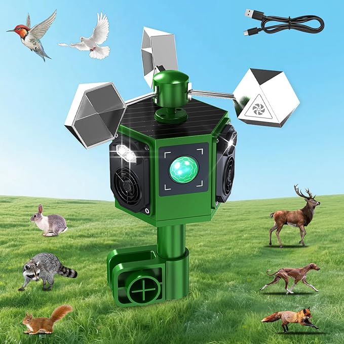 2026 New Solar Ultrasonic Bird Repeller OutdoorWoodpecker Deterrent for HouseReflective Pigeon Bird Deterrents for OutsideBirds Scare Devices Garden Animal Repellent Outdoor with Flashing Lights
