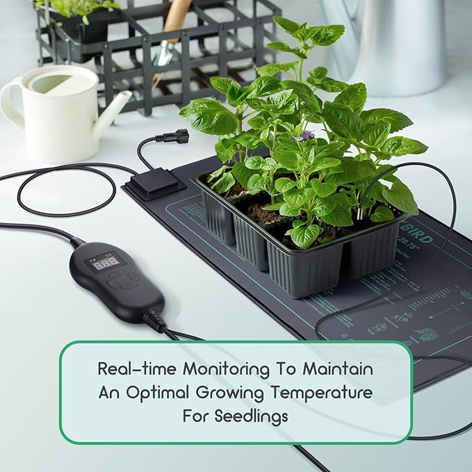 LUXBIRD 4 Pack Seedling Heat Mats with Digital Thermostat Controller 10 x 20.75 Waterproof for Seed Starting Germination Hydroponics Brewing Breeding Greenhouses (LB-HT04)