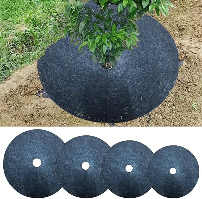 12pcs Tree Protection Weed Mats for Tree Plant Covering Ring Garden Weeding Tool (Size : Black 42cm)